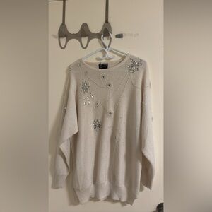 Elegant Cream Sweater with Embellishments